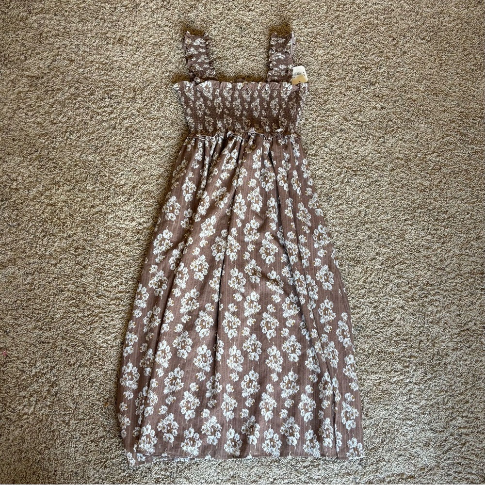 Altar'd State Brown and White Floral Dress